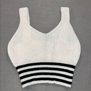 SHEIN Cream Cropped Tank with Striped